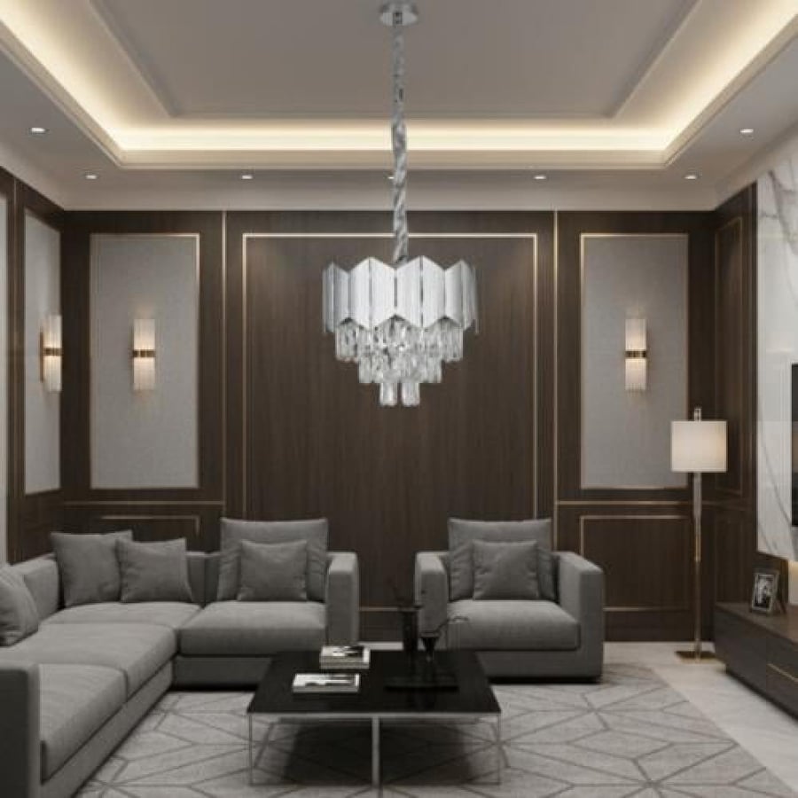 نجف مودرن فضي E14 5L قطر 400 ملم
