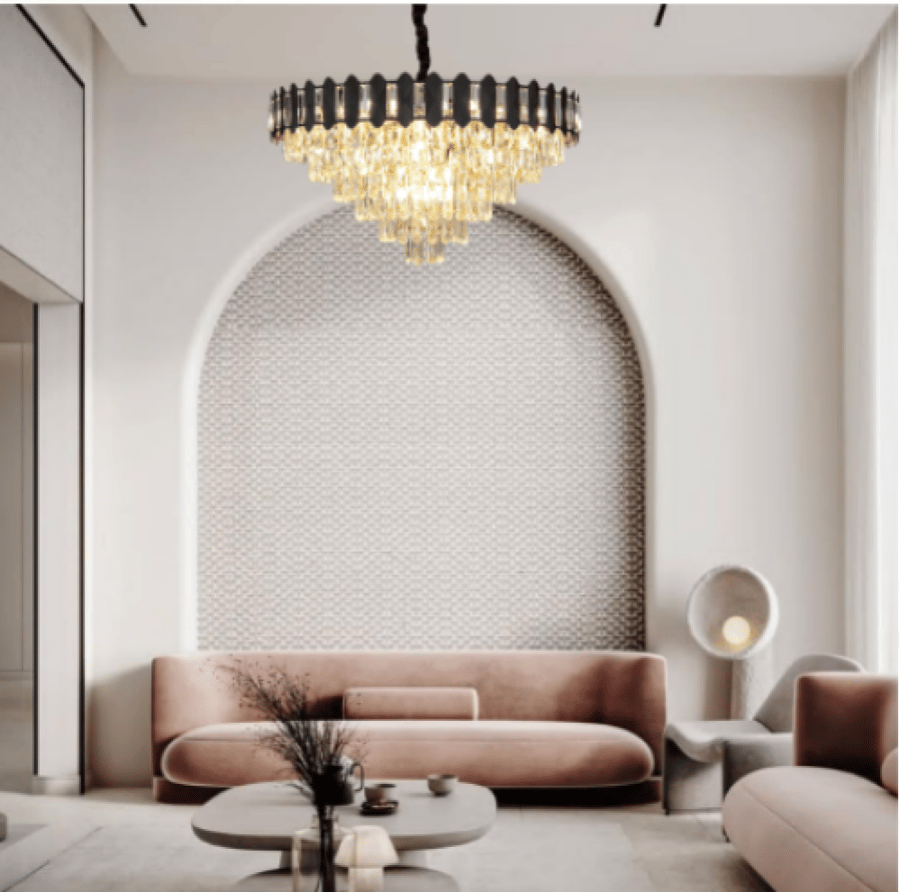 نجف مودرن مقاس 80 سم اسود مع ذهبي E14 15L