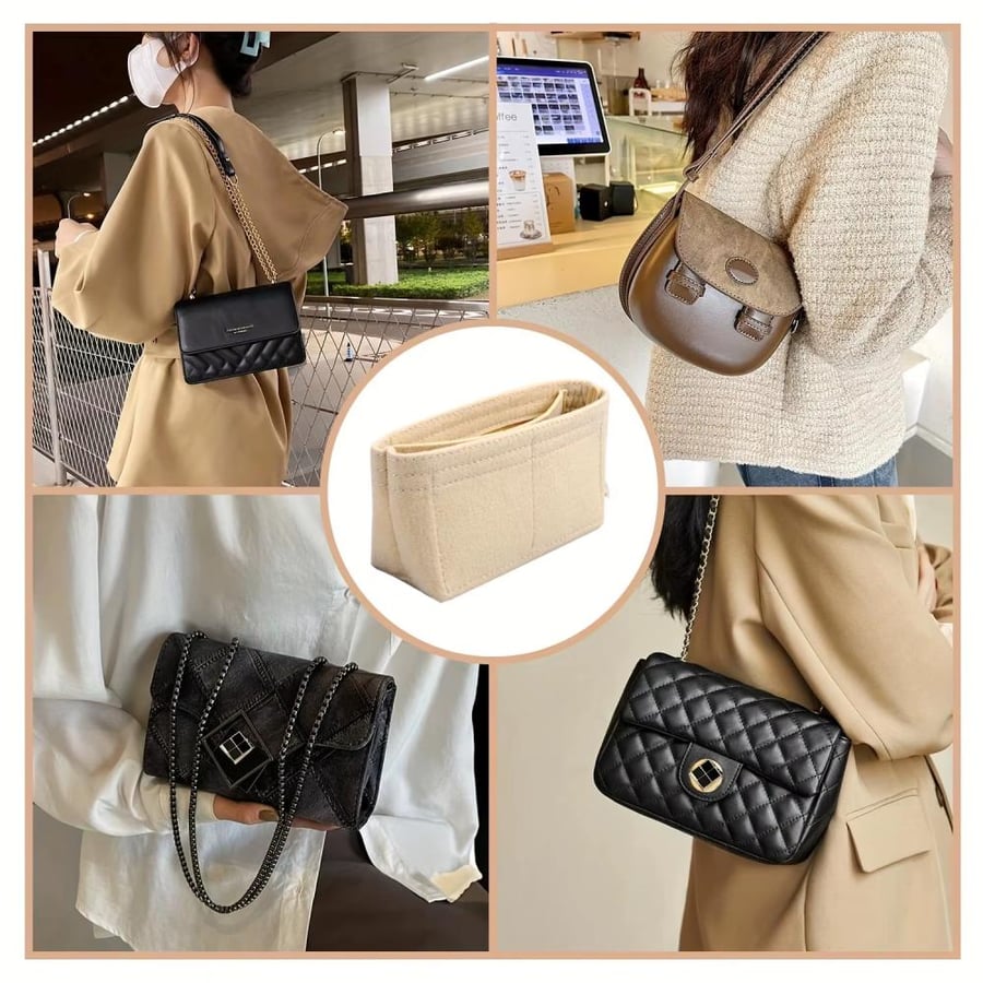 منظم حقيبة صغير لحقيبة Longchamp – بطانة محفظة فelt متعددة الجيوب لتنظيم مثالي
