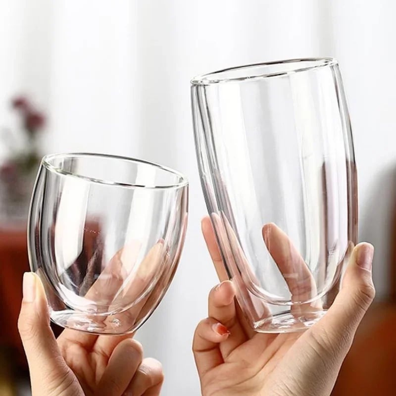 كوب زجاجي مزدوج 250-450ML