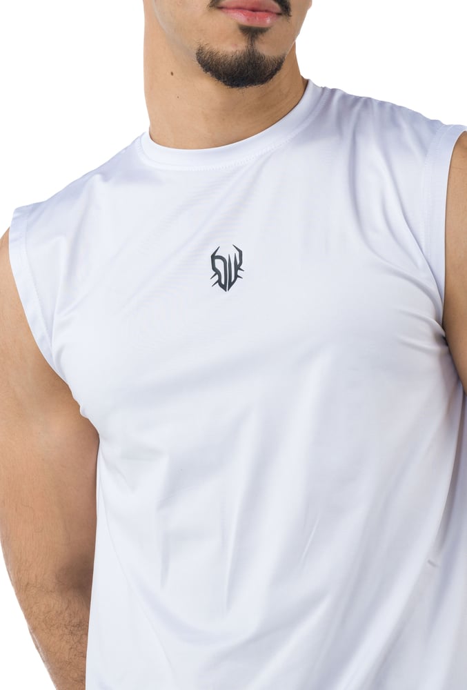 DW Icon training Tank Top with DESERT WARRIOR back print in White