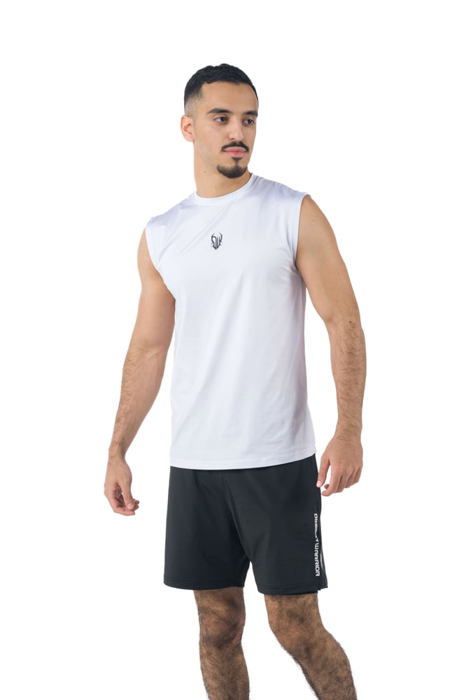 DW Icon training Tank Top with DESERT WARRIOR back print in White