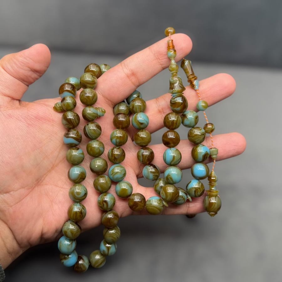 Blue turquoise stick with marbled engraving by Al-Barai