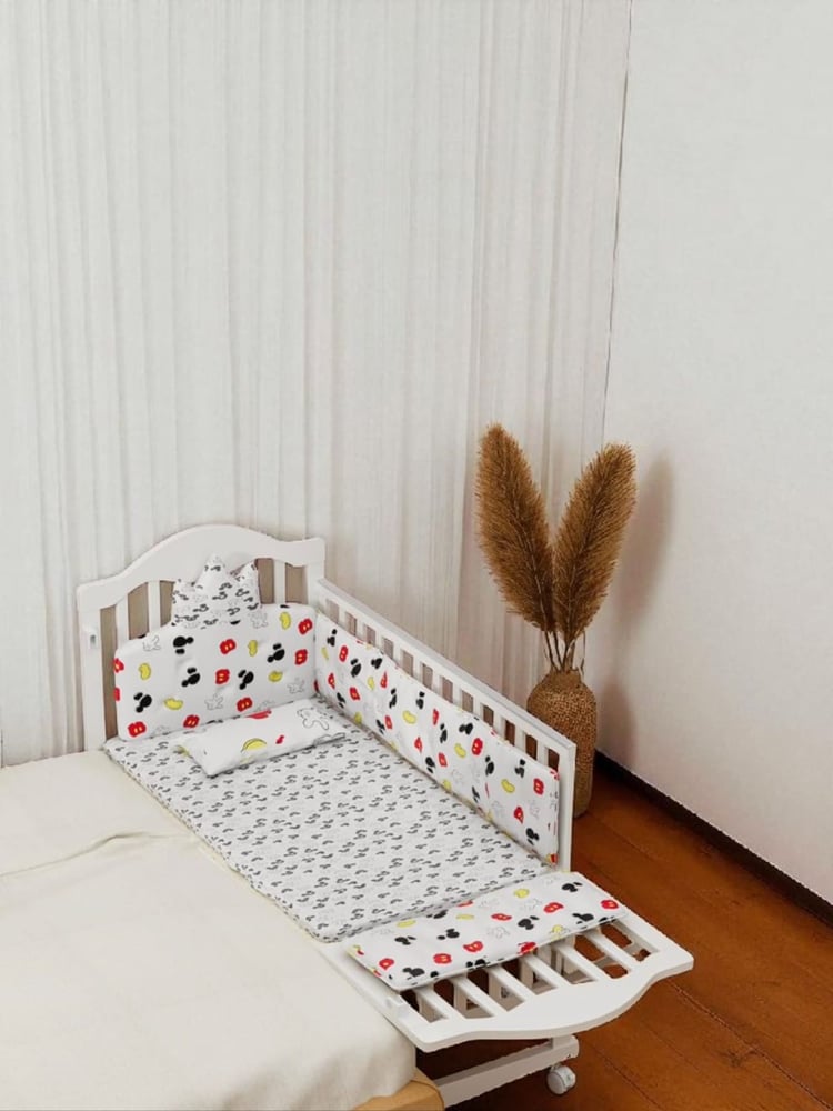 Multi-purpose pine wood crib with mosquito net 120*60 cm
