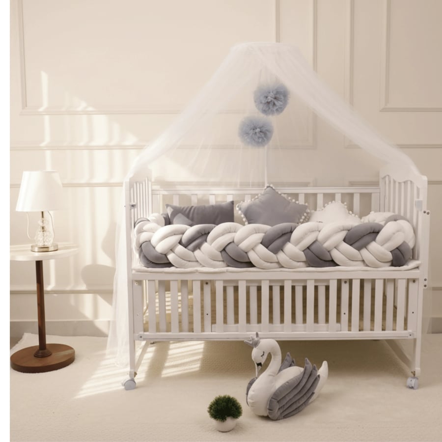 مفرش سرير مواليد مخمل 9 قطع بتصميم ضفيرة مقاس 120*60