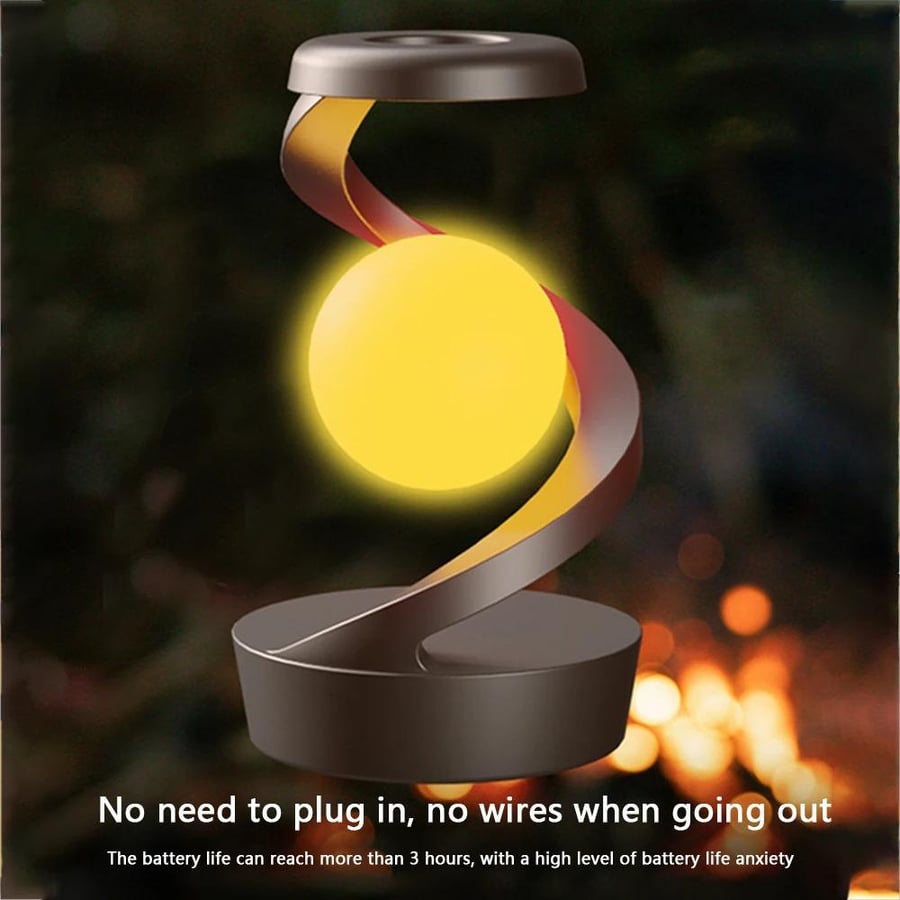 Floating LED lamp in the shape of a globe with wireless charger