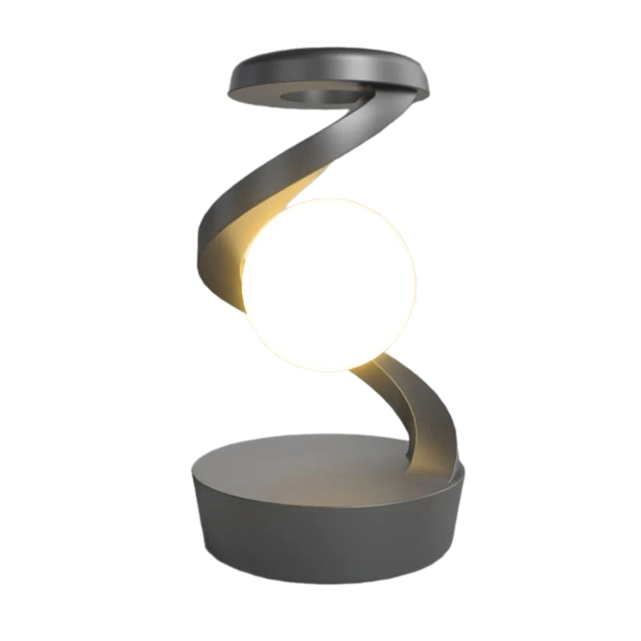 Floating LED lamp in the shape of a globe with wireless charger