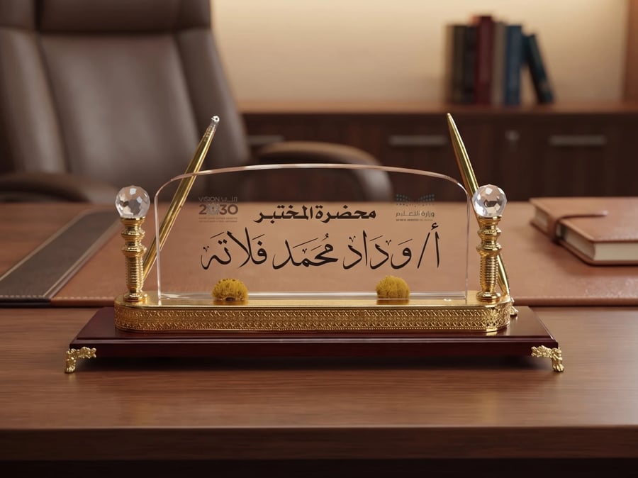 لوحه مكتب كرستال مع قلمين