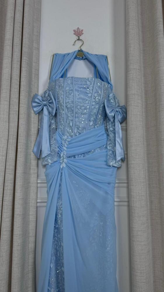 فستان سهره دانتيل سماوي