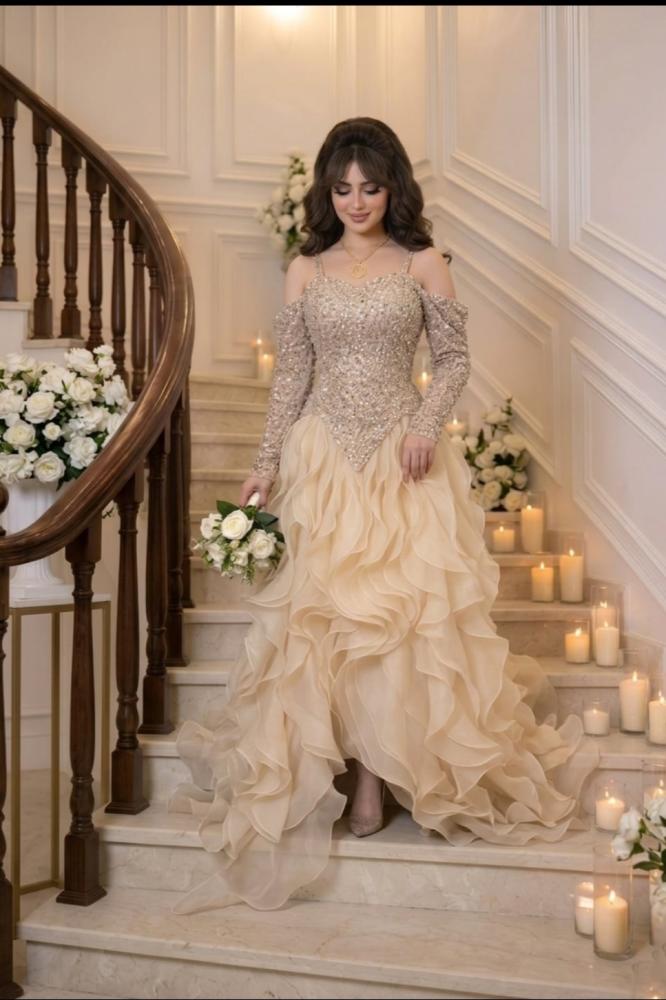 فستان سهرة كلفه فخم دبل كلوش