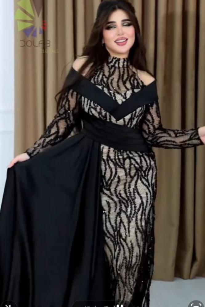Elegant evening dress, evening bag, padded, Tuffah