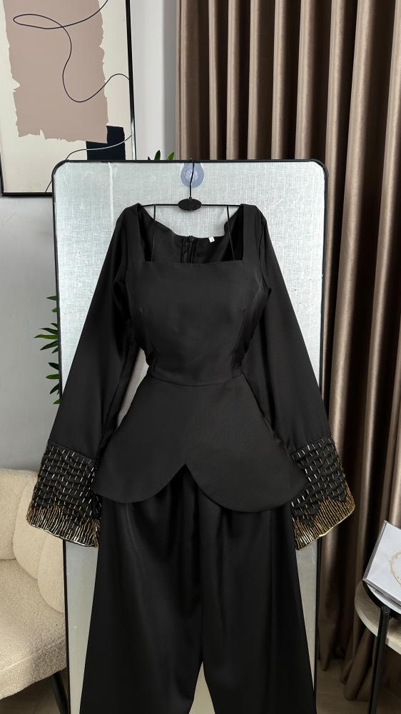 طقم سهرة اسود باربي بتطريز يدوي راقي