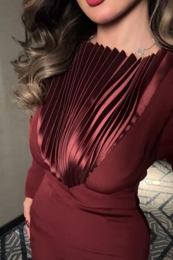 فستان سهره ناعم باربي مع كسرات بيلسييه