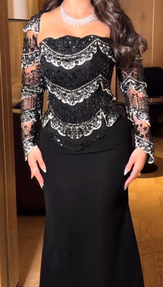 فستان سهرة اسود شك سهرة فاخر باربي