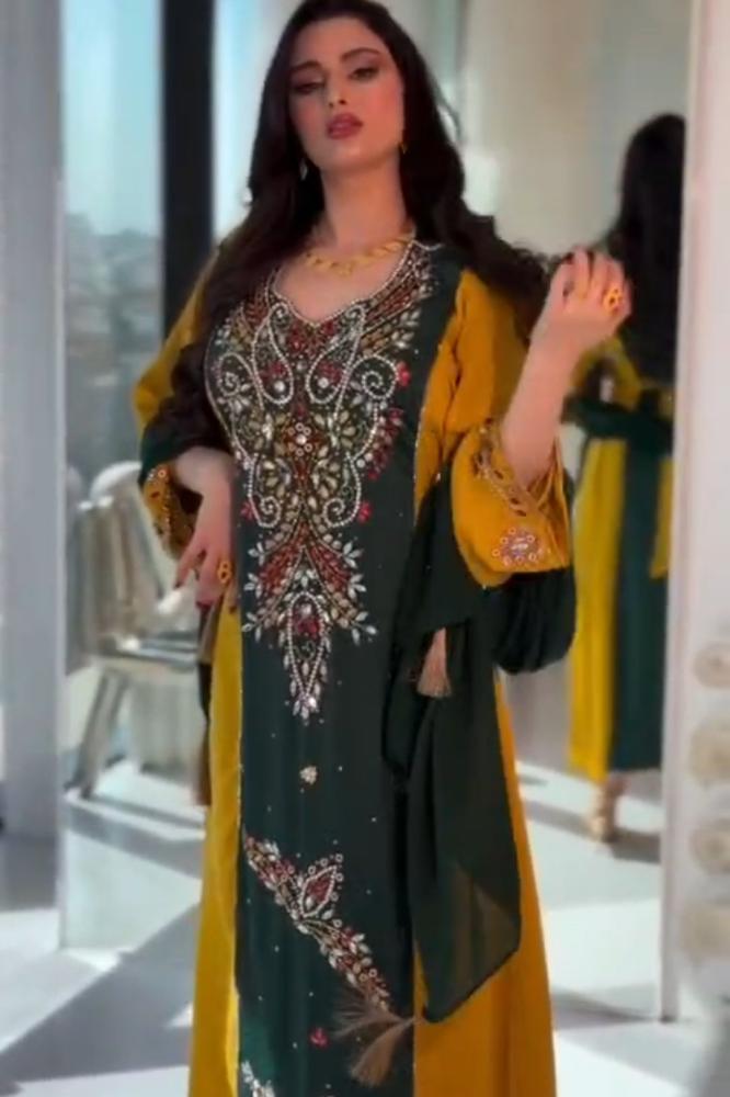 جلابيه سهرة شك كرستال يدوي