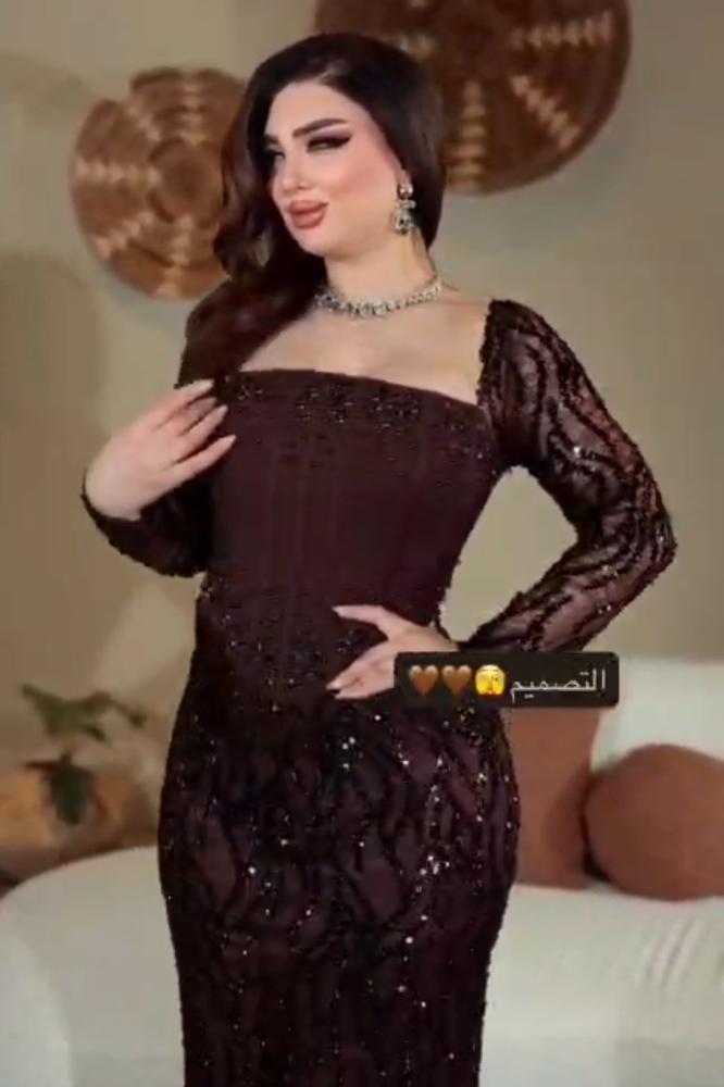 فستان سهره ترتر وصدريه باربي بتطريز لولو وكرستال