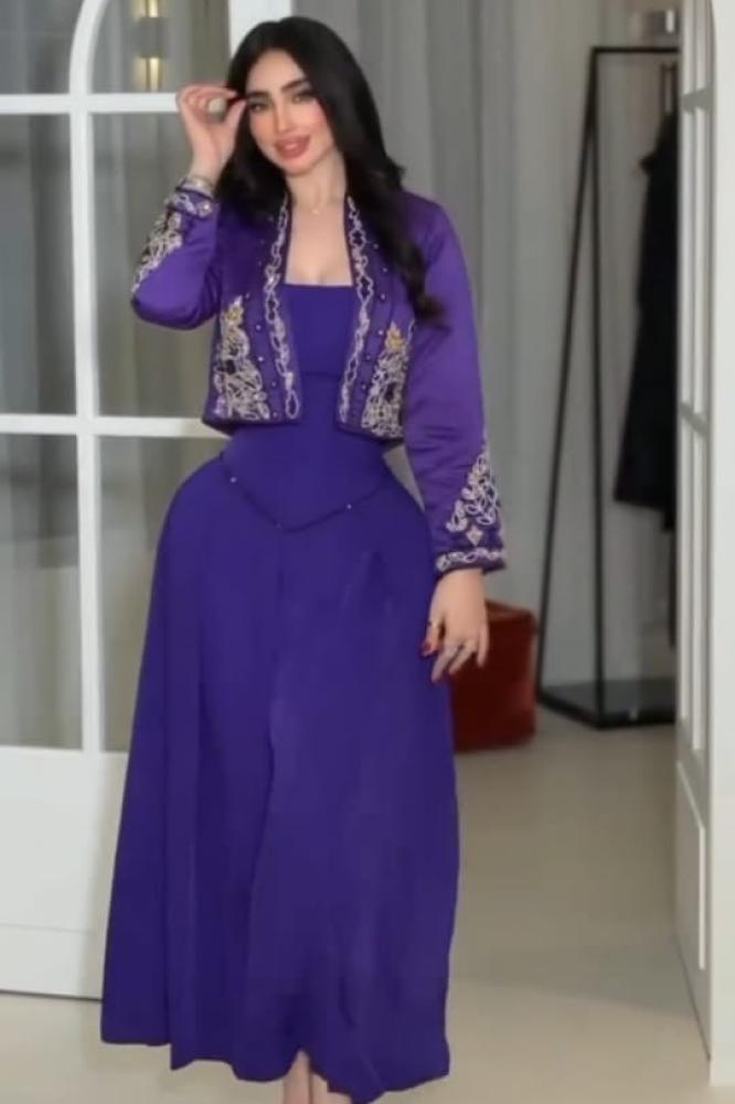 فستان سهرة باربي قصة كورسيه مع جاكيت تطريز يدوي فاخر