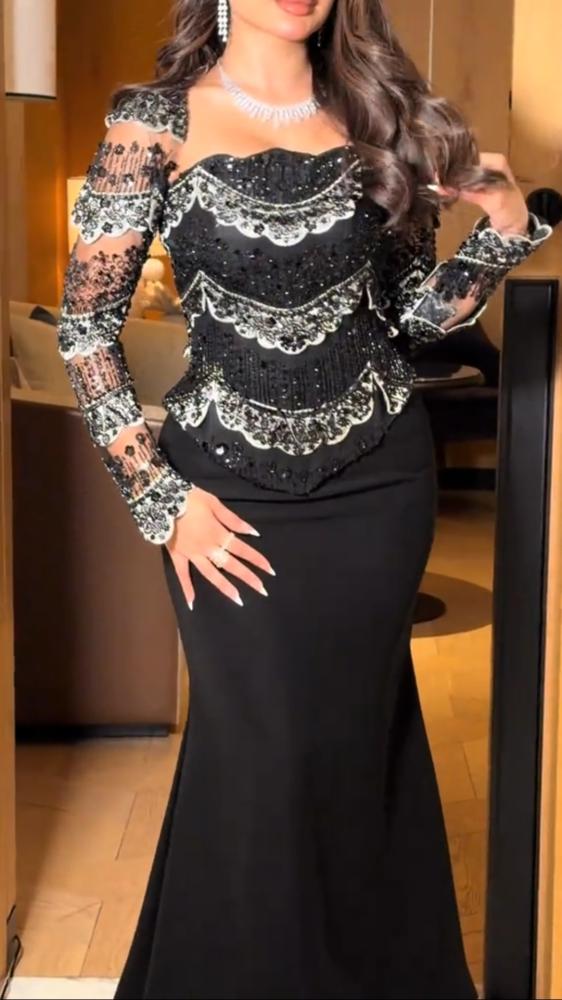 فستان سهرة اسود شك سهرة فاخر باربي