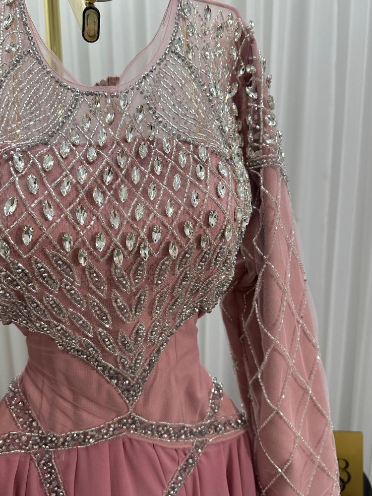 فستان سهره لحمي كرستال