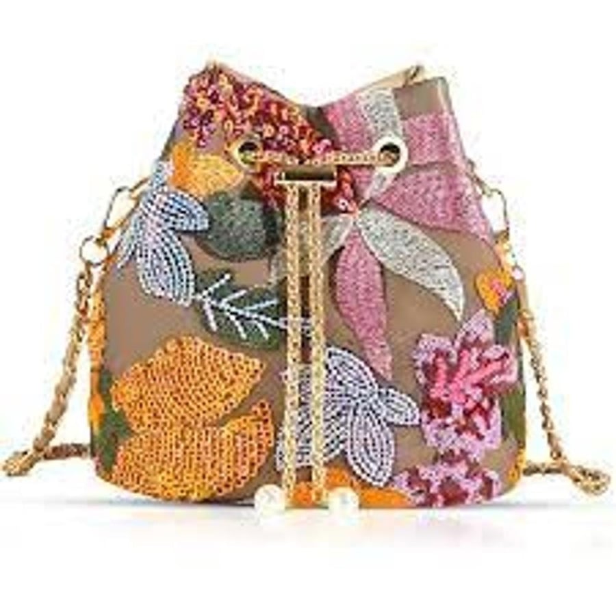 Women's fabric handbag woven with various designs