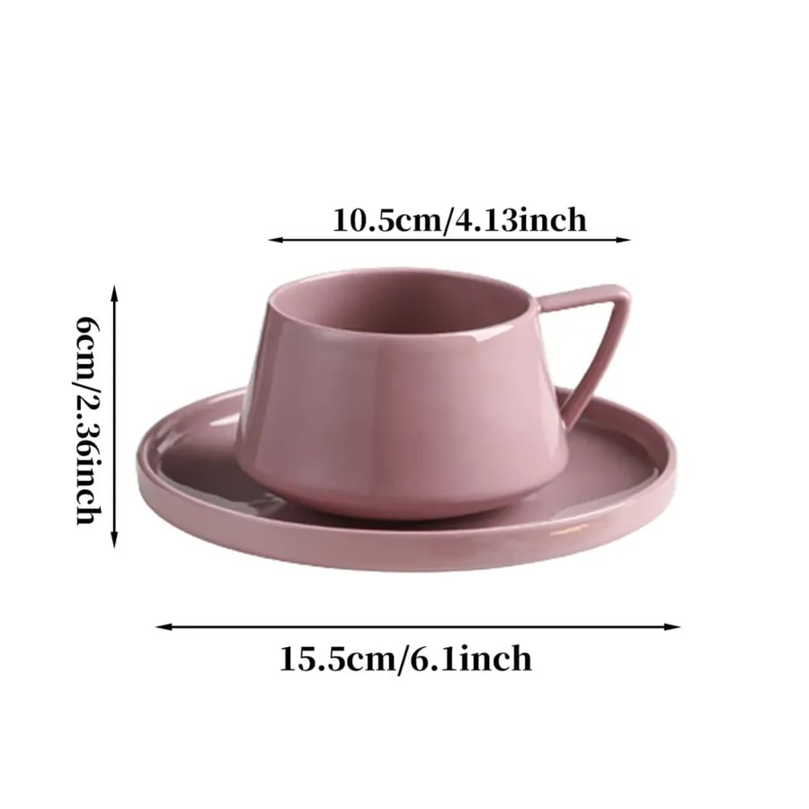 كوب سيراميك بسيط 320ML مع صحن