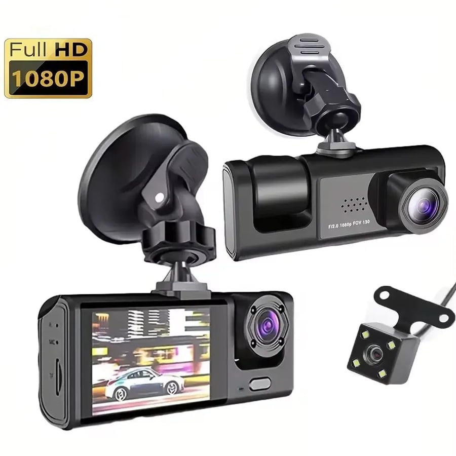 كاميرا داش 1080P مع تسجيل حلقي ورؤية ليلية وشاشة 2 بوصة
