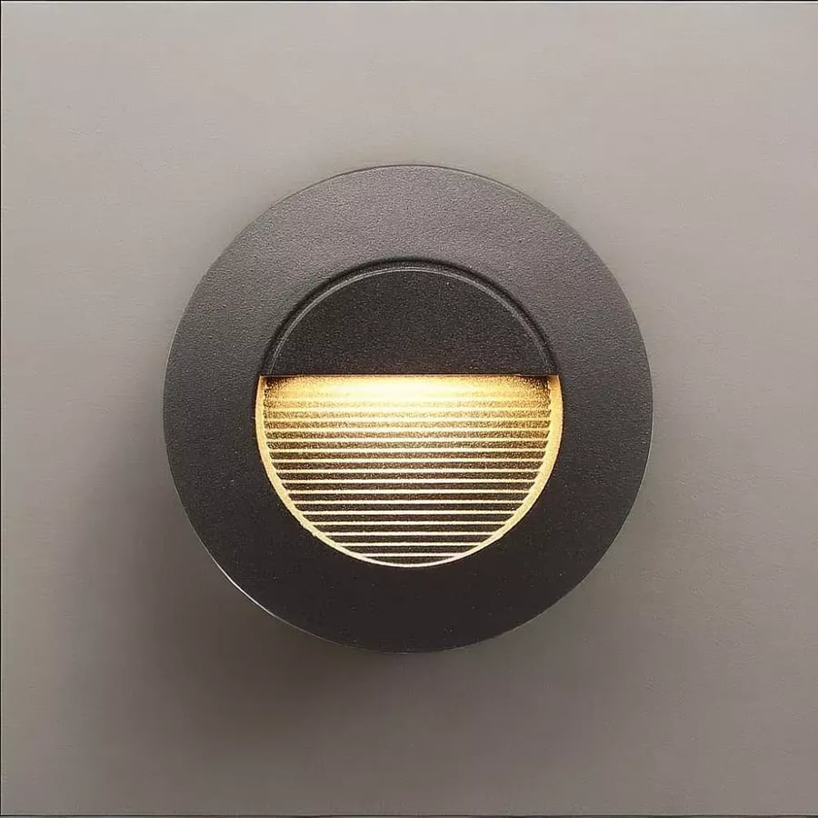 إضاءة درج دفن LED دائرية سوداء 5 واط لون أصفر دافئ