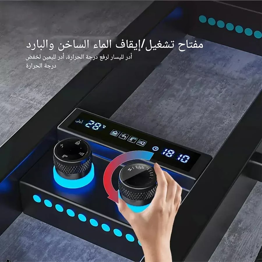 شاور مساج ديجيتال مستطيل بشاشة LED مائي ستانلس ستيل نحاس اسو