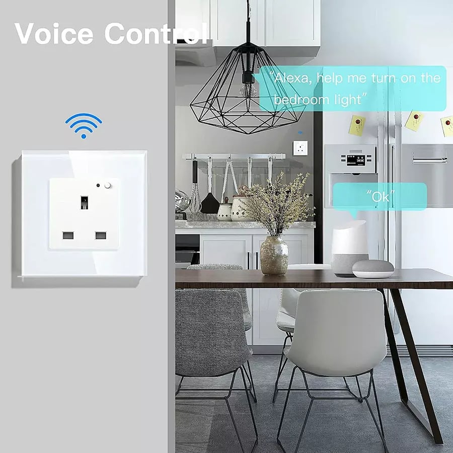 فيش جداري 13 امبير ذكي تحكم عن بعد WiFi سهل الاستخدام يعمل ب