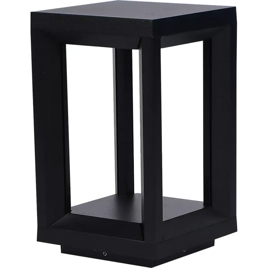 عامود حديقة مربع مجوف خارجي اسود لون الانارة اصفر LED مقاس 2