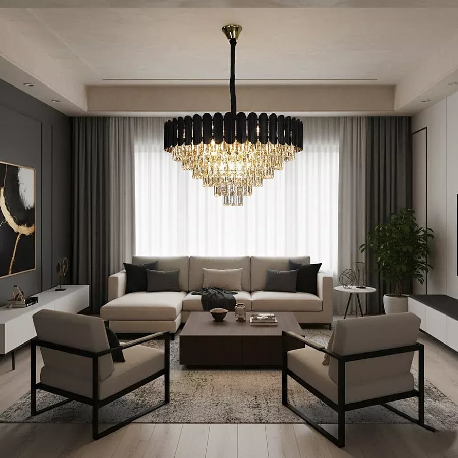 نجف مودرن غطاء اسود مع ذهبي 800 E14 15