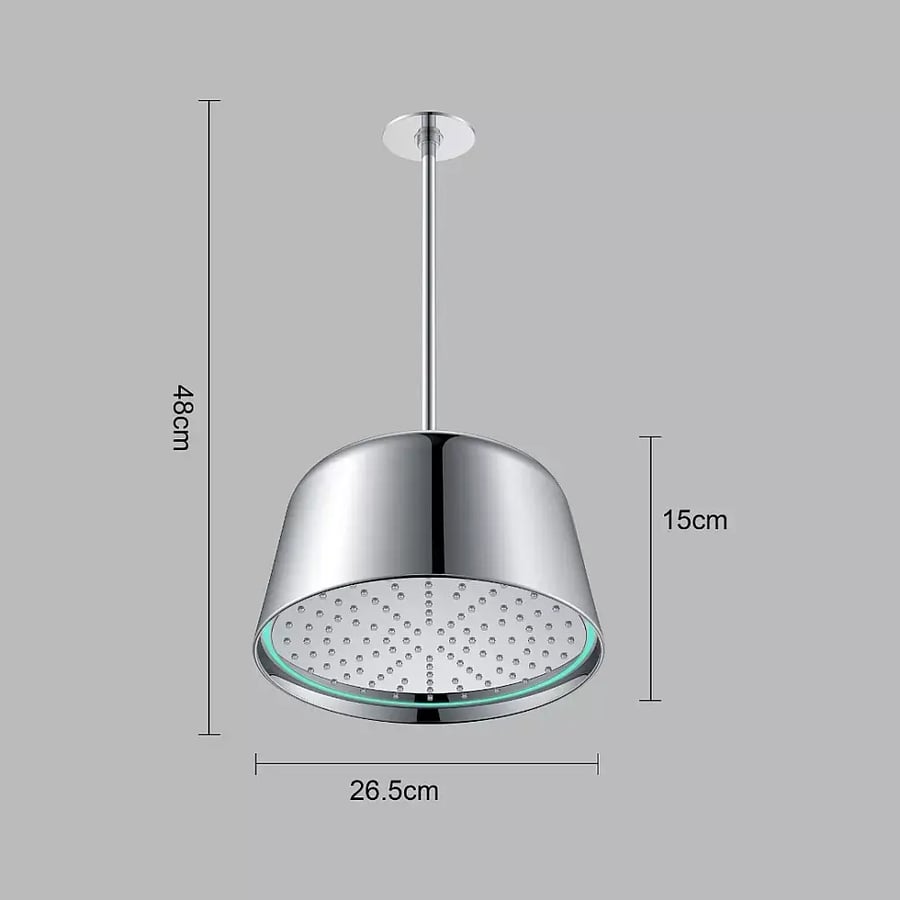 دش الثريا المطري السقفي مقاس 30 سم إضاءة LED ذاتية كروم لامع