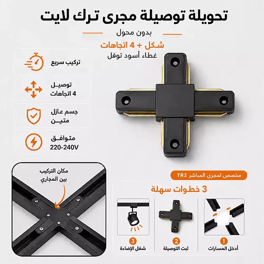 تحويلة توصيلة مجرى ترك لايت بدون محول شكل 4 اتجاهات غطاء اسو