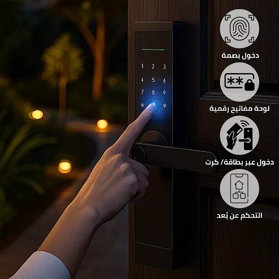 قفل باب الكتروني ذكي عن بعد مع بصمة أصابع لوحة كلمة مرور كرت