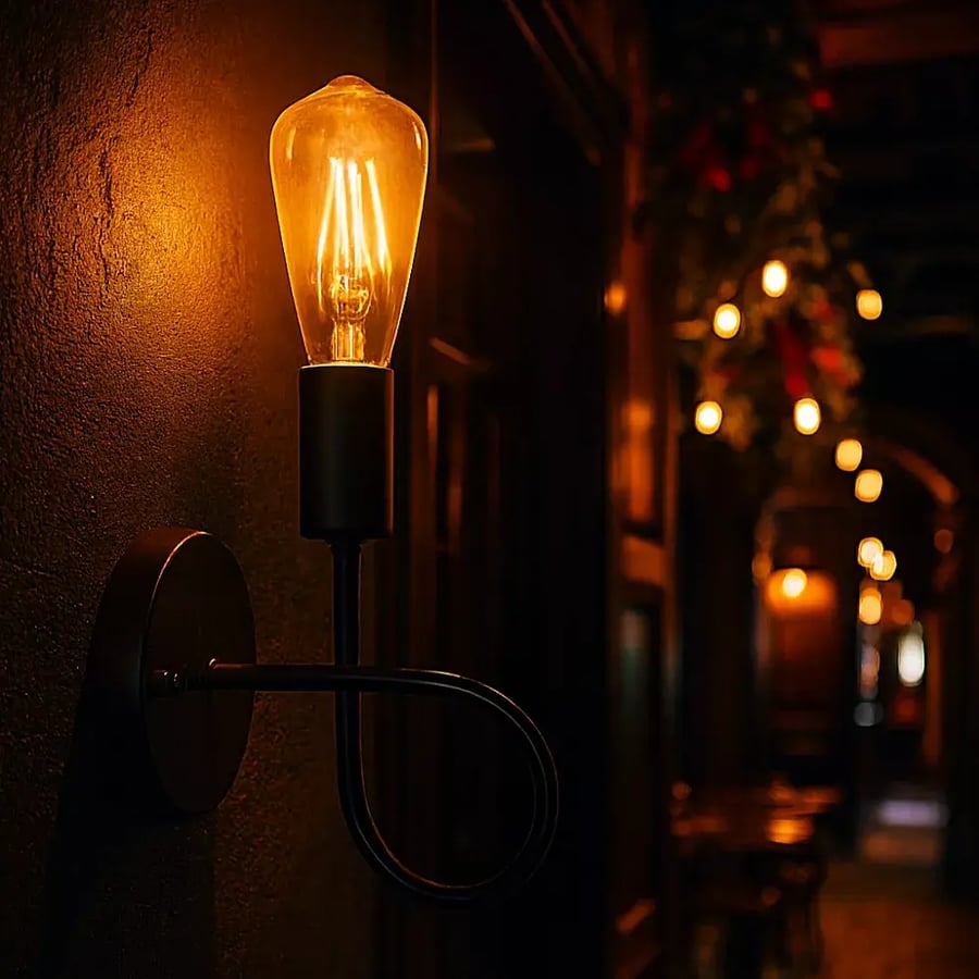 إضاءة أبليك حائط مودرن أسود بقاعدة E27 تصميم أنيق لإضاءة ديك
