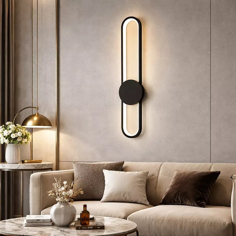 ابليك جداري شكل مستطيل اسود بتصميم راقي يعمل بالبطارية متعدد