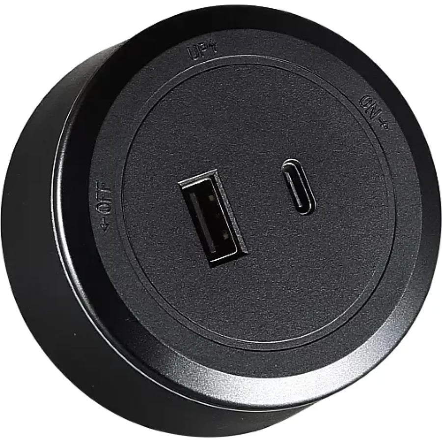 راس فيش مجرى دائري اسود USB مع TYPE C توفل