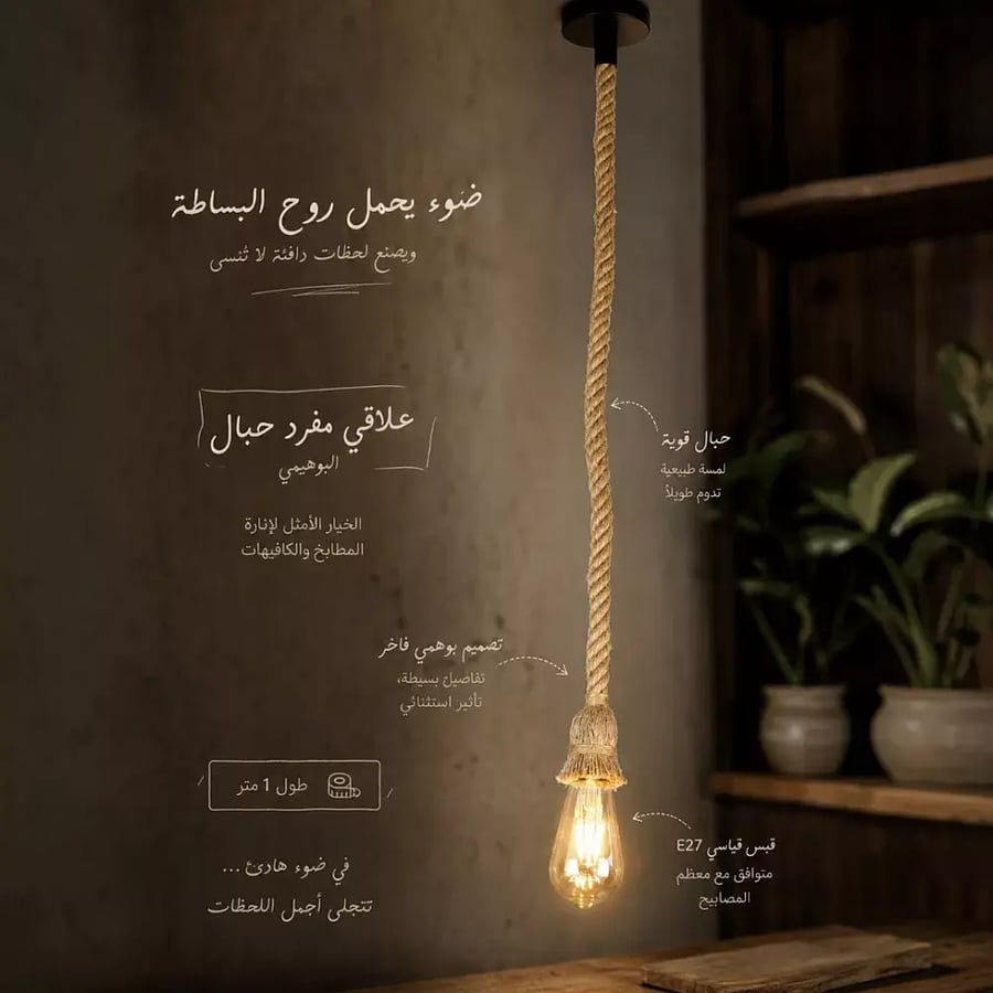علاقي مفرد حبال بوهيمي الخيار الامثل لإنارة المطابخ والكافيه
