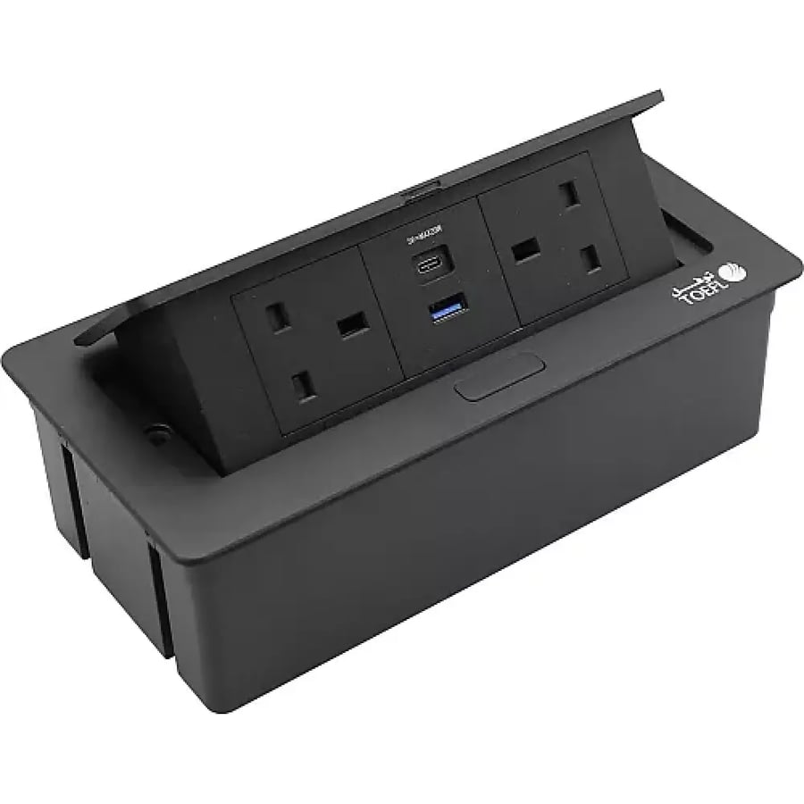 فيش ارضي دفن مزدوج ثلاثي USB TYPE C لون اسود حجري توفل