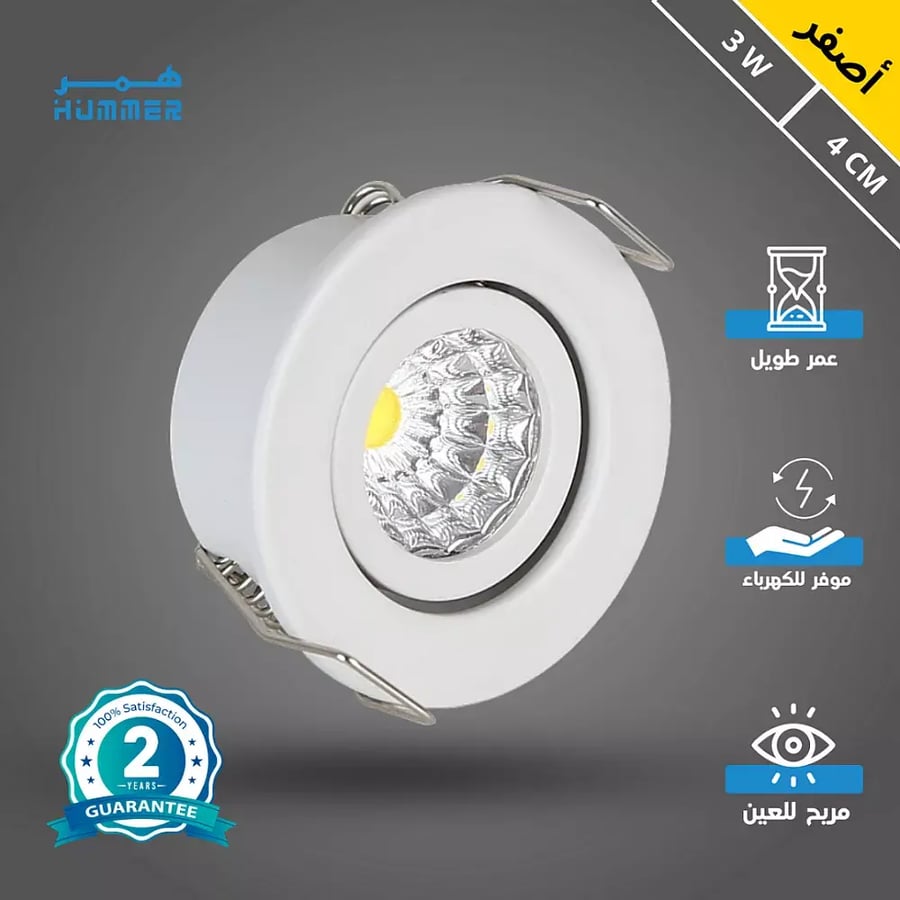 كشاف سبوت لايت متحرك ابيض لون الانارة اصفر 3 واط دفن 4 سم