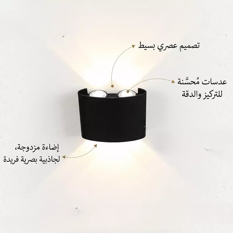 كشاف بوابة خارجي اسود لون الانارة اصفر مجوز 2 عين بلاستيك LE