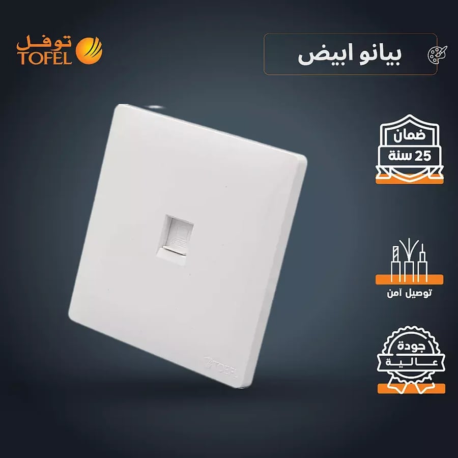 فيش منفذ كمبيوتر مفرد لون ابيض بيانو