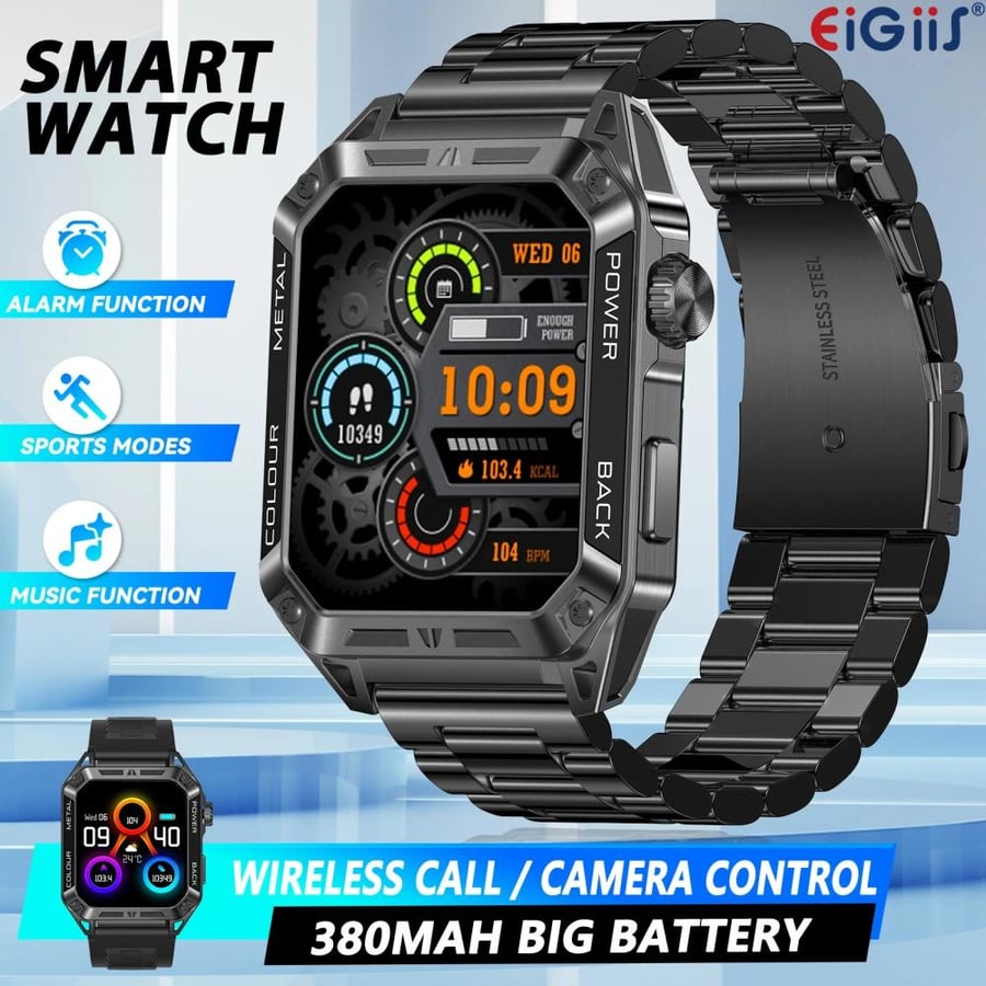 EIGIIS ساعات ذكية للرجال 1.91 بوصة HD شاشة تعمل باللمس 108