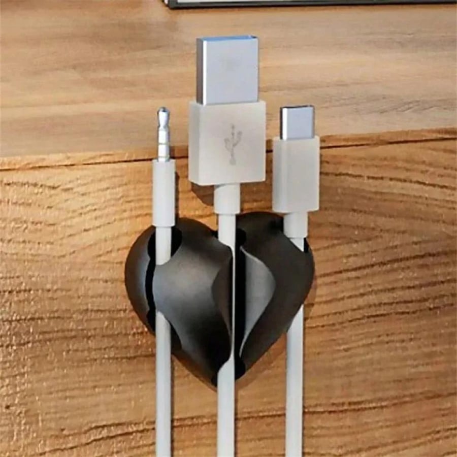 2/4 قطع منظم كابلات صغير على شكل قلب، مشابك لتنظيم كابلات الشحن USB