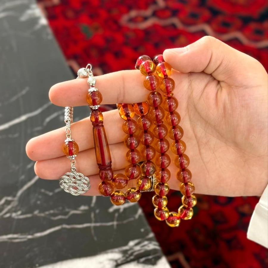 سبحة بكلايت بلجيكي عنبري العدد 51