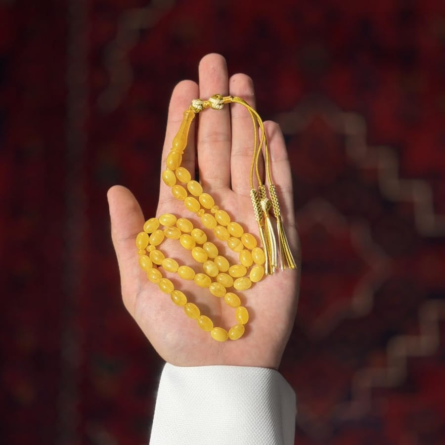 مسباح كهرمان طبيعي روسي كركوشة عدد الخرز 45