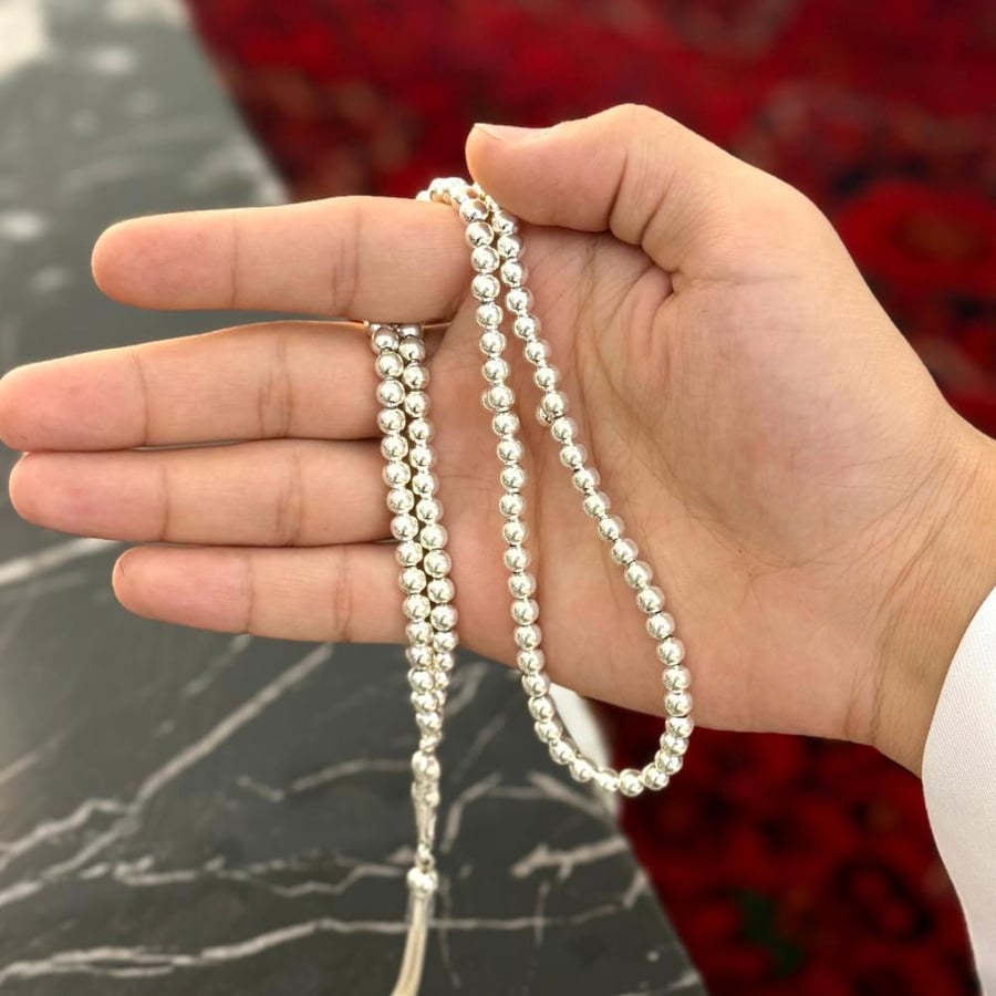 سبحة فضة عيار 925 بتصميم دائري العدد 99