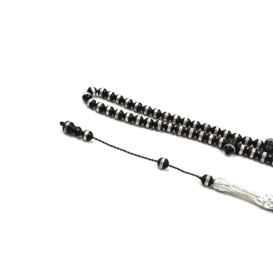 Wooden tasbih with cocobolo inlaid with 925 silver, quantity 99
