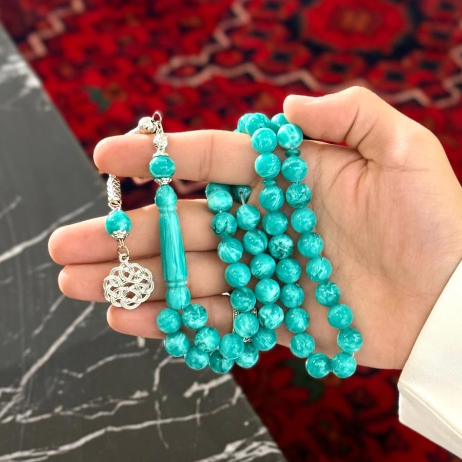 سبحة بكلايت بلجيكي فاخر فيروزي العدد 51