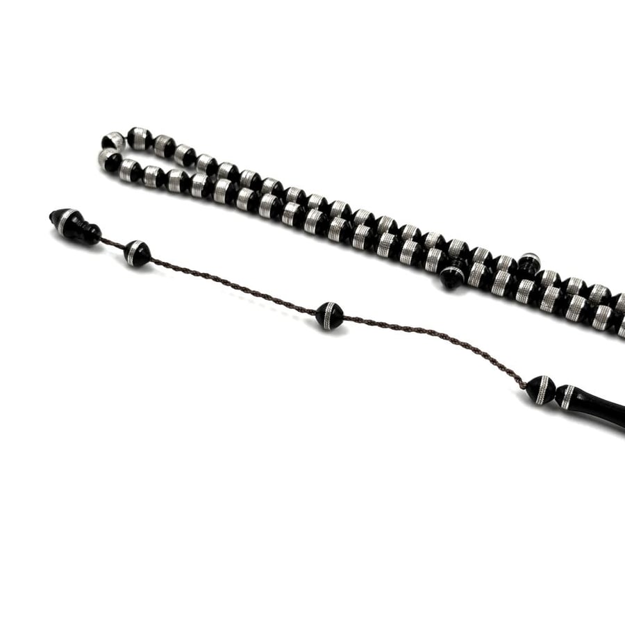 Wooden tasbih with cocobolo inlaid with 925 silver